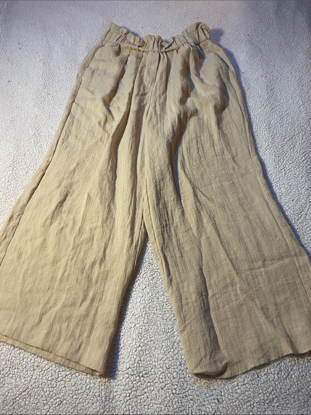 Primark Beige Wide-Leg Linen Blend Pants